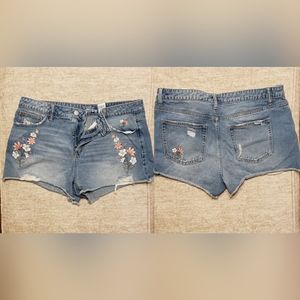 Floral Emroidered Jean Shorts 14